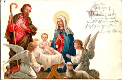 1904 Antique Christmas Postcard - Hand Written - 5 Deutsches Reich Stamp Germany