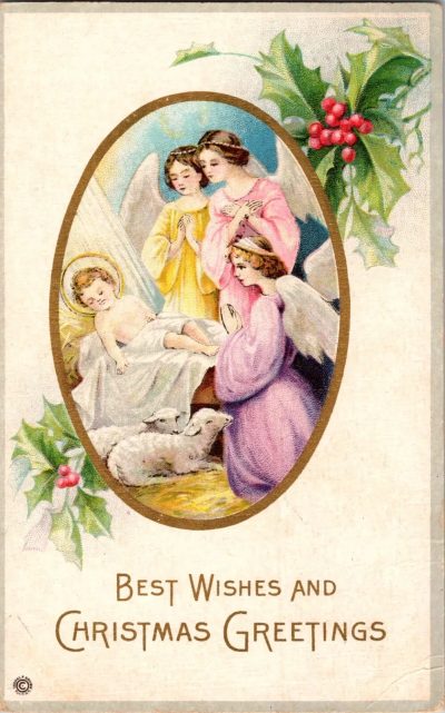 1919 Antique Christmas Postcard - Hand Written Message - One 1 Cent Stamp USA