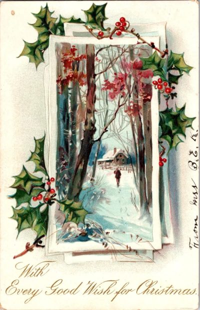 1906 Antique Christmas Postcard - Hand Written Message - One 1 Cent Stamp USA