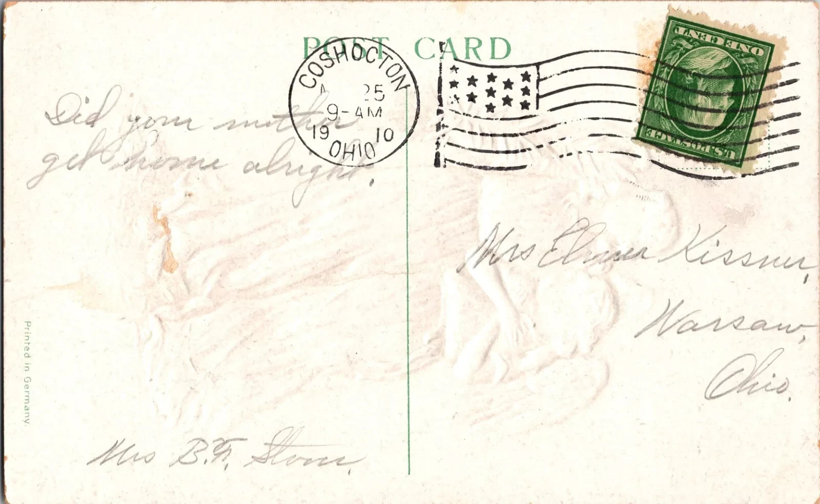 1910 Antique Easter Postcard - Hand Written Message - One 1 Cent Stamp USA - Image 2