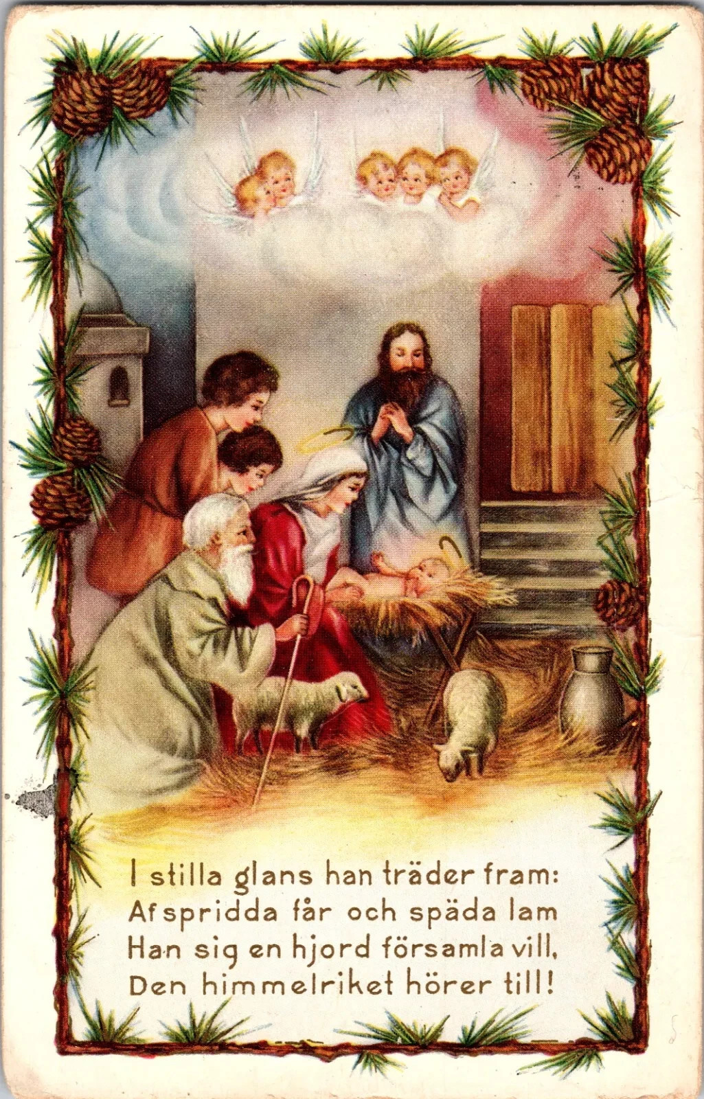 1915 Antique Christmas Postcard - Hand Written Message - One 1 Cent Stamp German