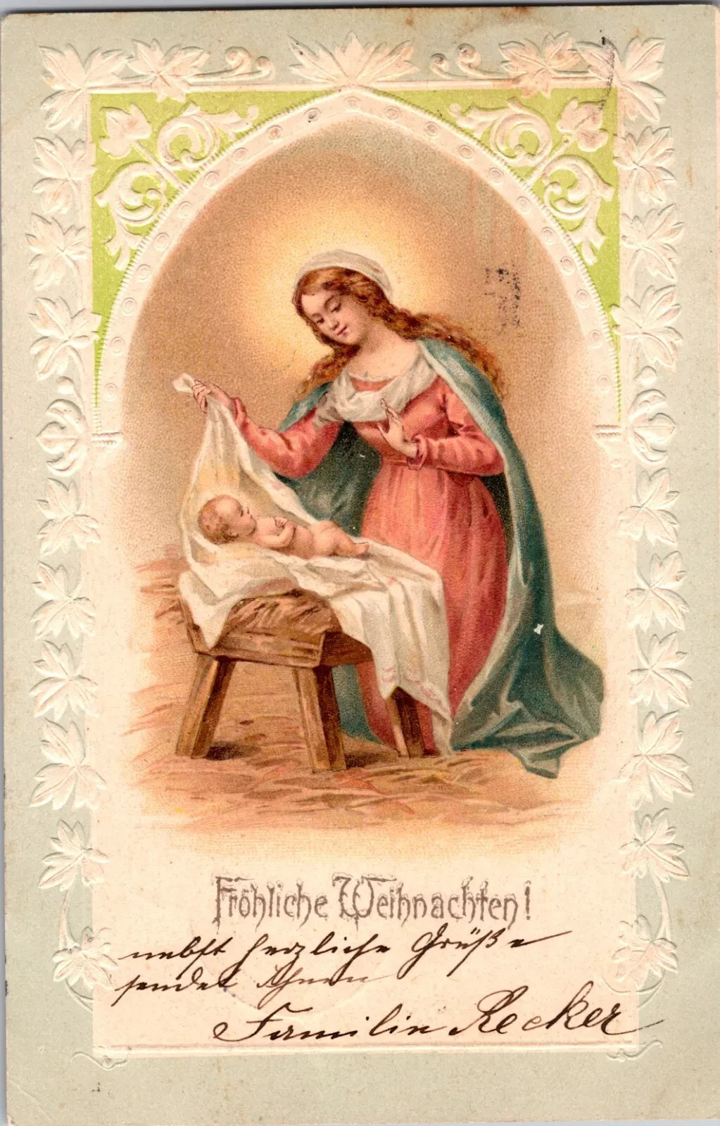 1903 Antique Christmas Postcard - Hand Written - 5 Deutsches Reich Stamp Germany