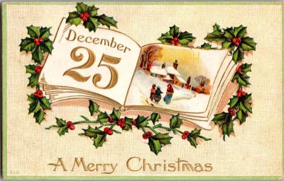 1900's Antique Christmas Postcard - Hand Written Message - One Cent Stamp USA