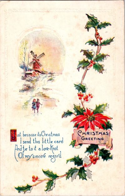 1923 Antique Christmas Postcard - Hand Written Message - 1 Cent Stamp USA