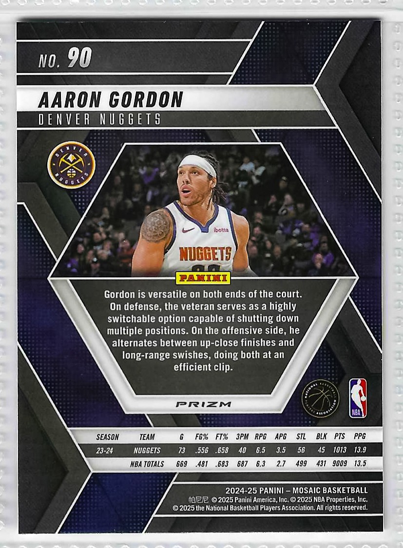 2024-25 Panini Mosaic - Aaron Gordon #90 Silver Prizm - Image 2