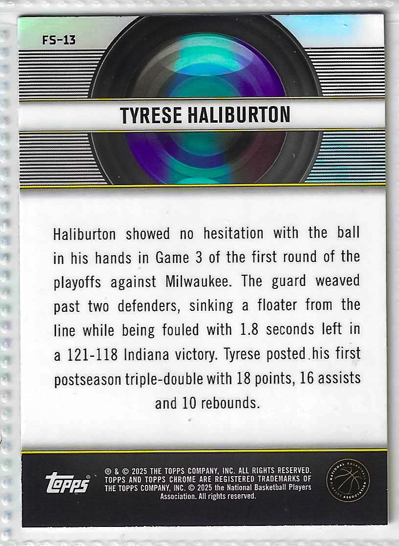 2025 Topps Chrome Tyrese Haliburton Film Study Blue Refractor - Image 2