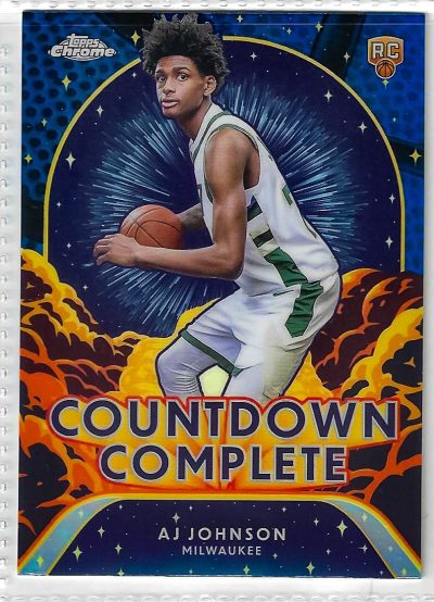 2024-25 Topps Chrome Basketball CC-22 AJ Johnson Countdown RC Blue Refractor