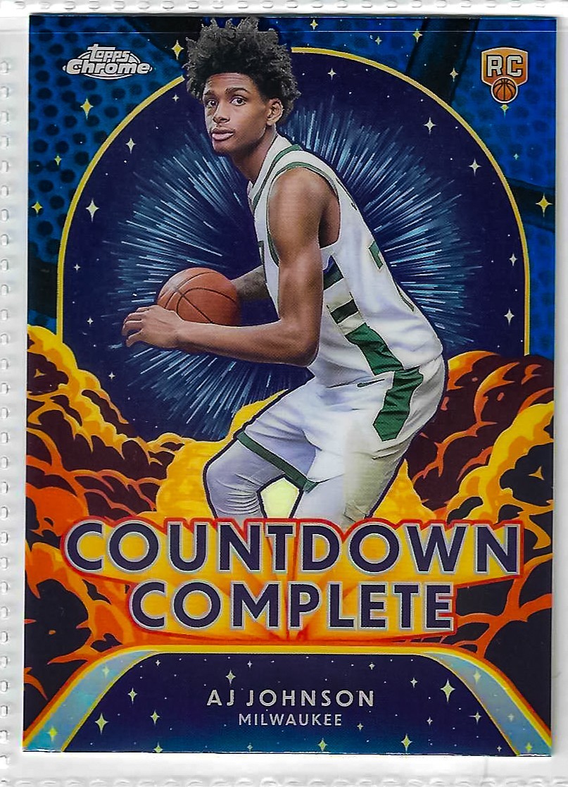 2024-25 Topps Chrome Basketball CC-22 AJ Johnson Countdown RC Blue Refractor