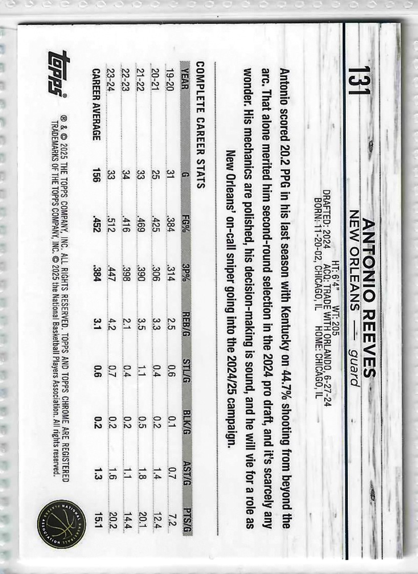 2024-25 Topps Chrome - Antonio Reeves #131 (RC) - Image 2