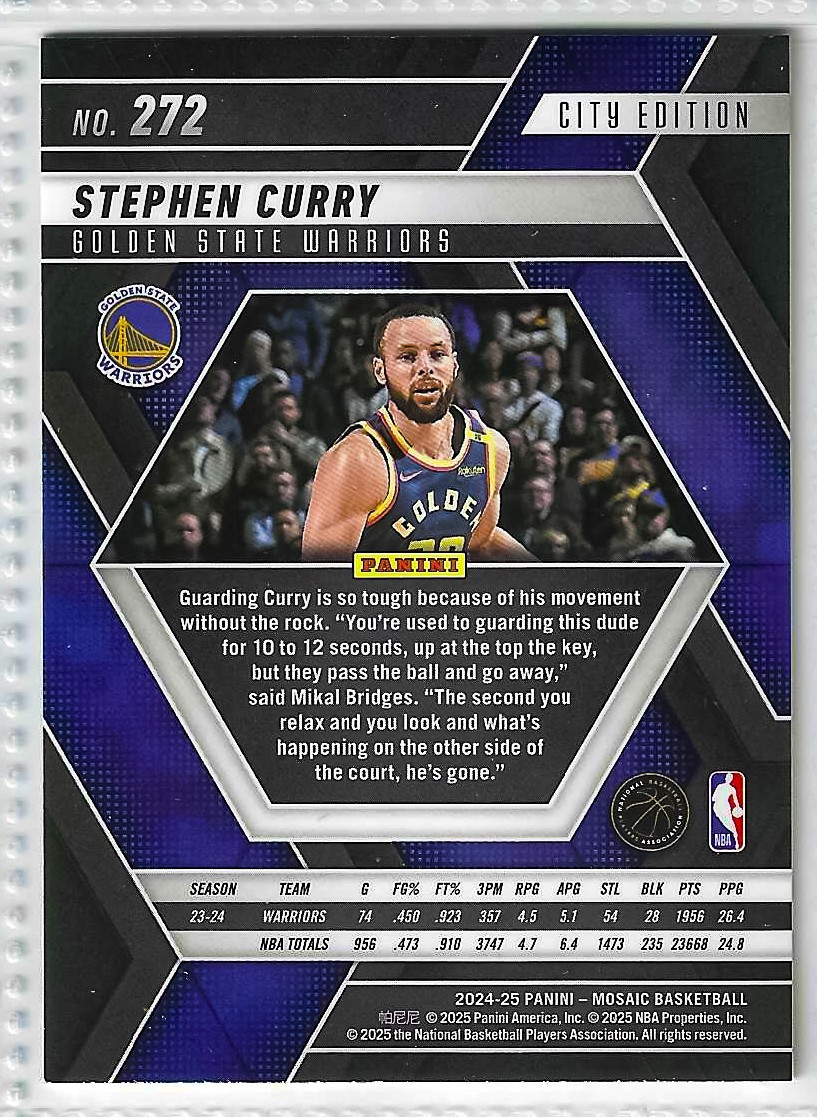 2024-25 Panini Mosaic - City Edition Stephen Curry #272 - Image 2