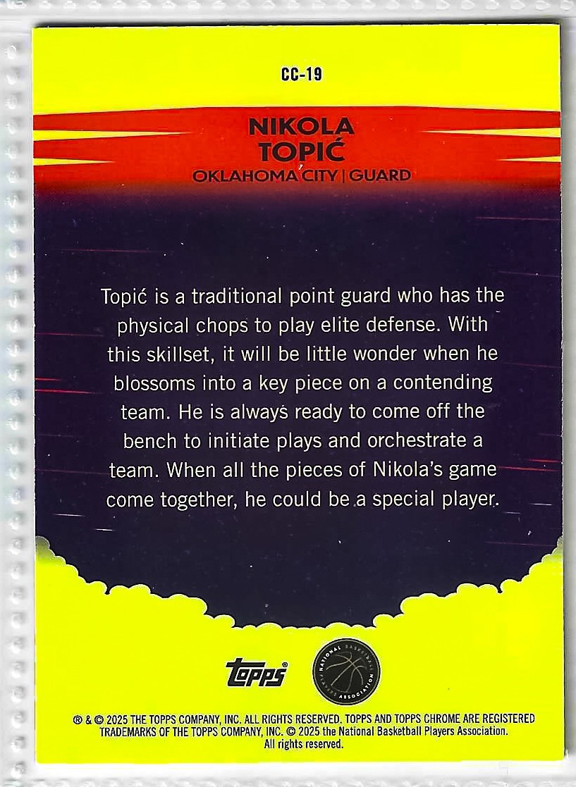 2024-25 Topps Chrome Basketball CC-19 Nikola Topic Countdown Complete RC - Image 2
