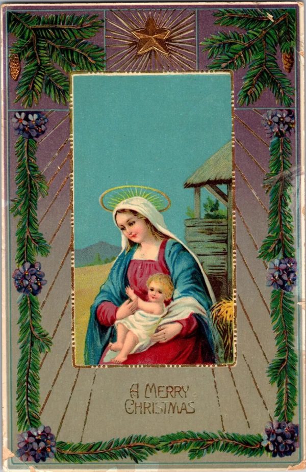 1911 Antique Christmas Postcard - Hand Written Message - One Cent Stamp USA