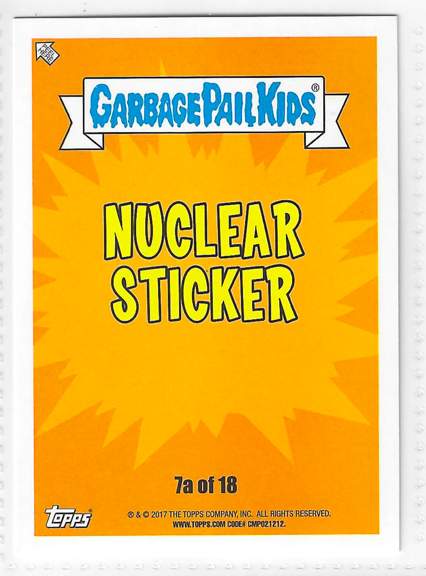 2017 Topps Garbage Pail Kids Adam-Geddon Too Late Tate #7a - Image 2