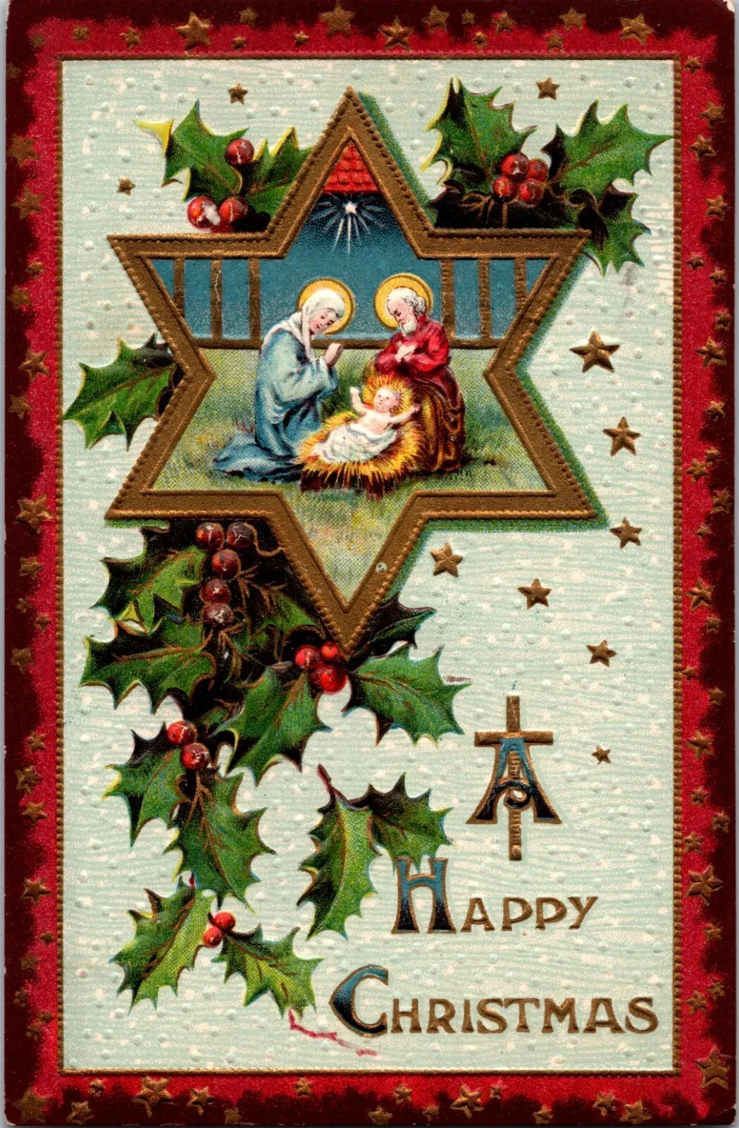 1900's Antique Christmas Postcard - Hand Written Message - One Cent Stamp USA