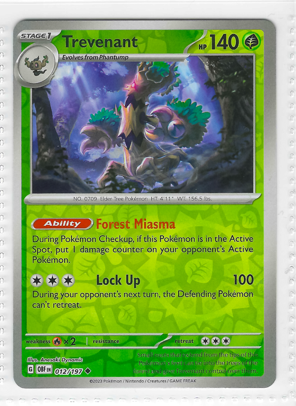 Trevenant 012/197 OBF Obsidian Flames Pokemon Card