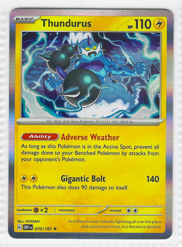 Thundurus Obsidian Flames 070/197 Pokemon TCG Card