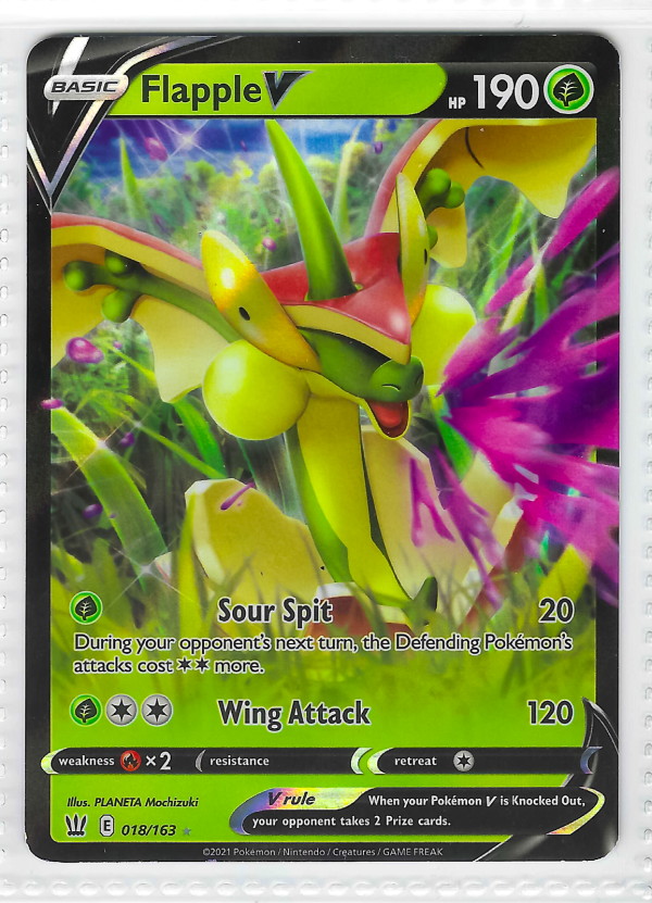 Flapple V Card 018/163 SWSH Ultra Rare Holo 190 HP