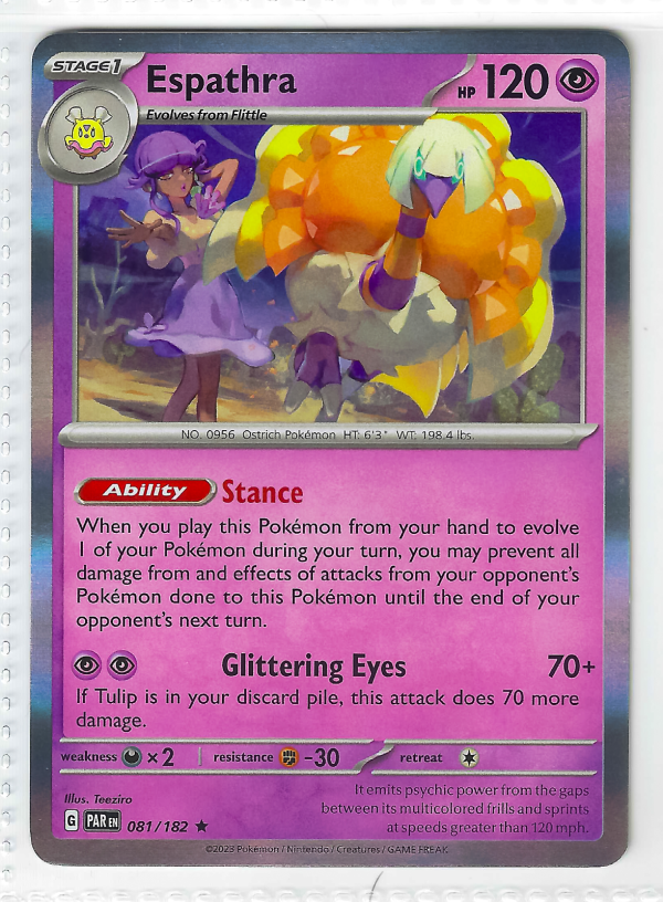 Espathra Holo Pokemon Card 081/182 Paldea Evolved