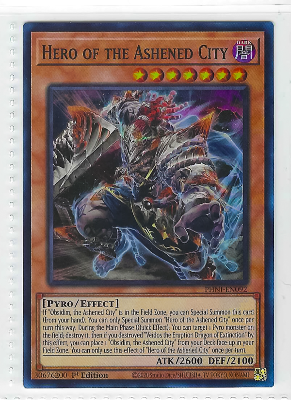 Yugioh Hero Ashened City - PHNI-EN092 Super Rare 1st Ed