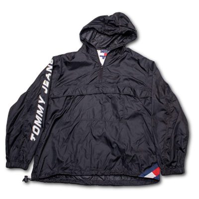 Tommy Hilfiger Anorak Windbreaker Jacket Mens XXL Black Excellent