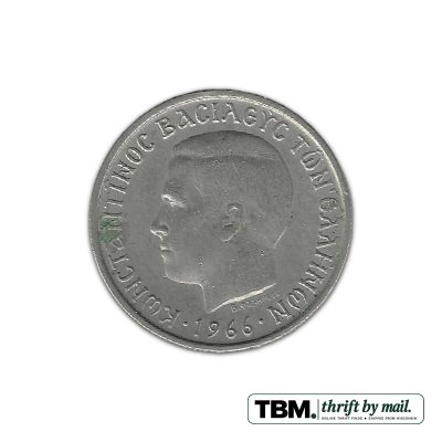 1966 Greece Constantine II Drachma Details (Environmental Damage)