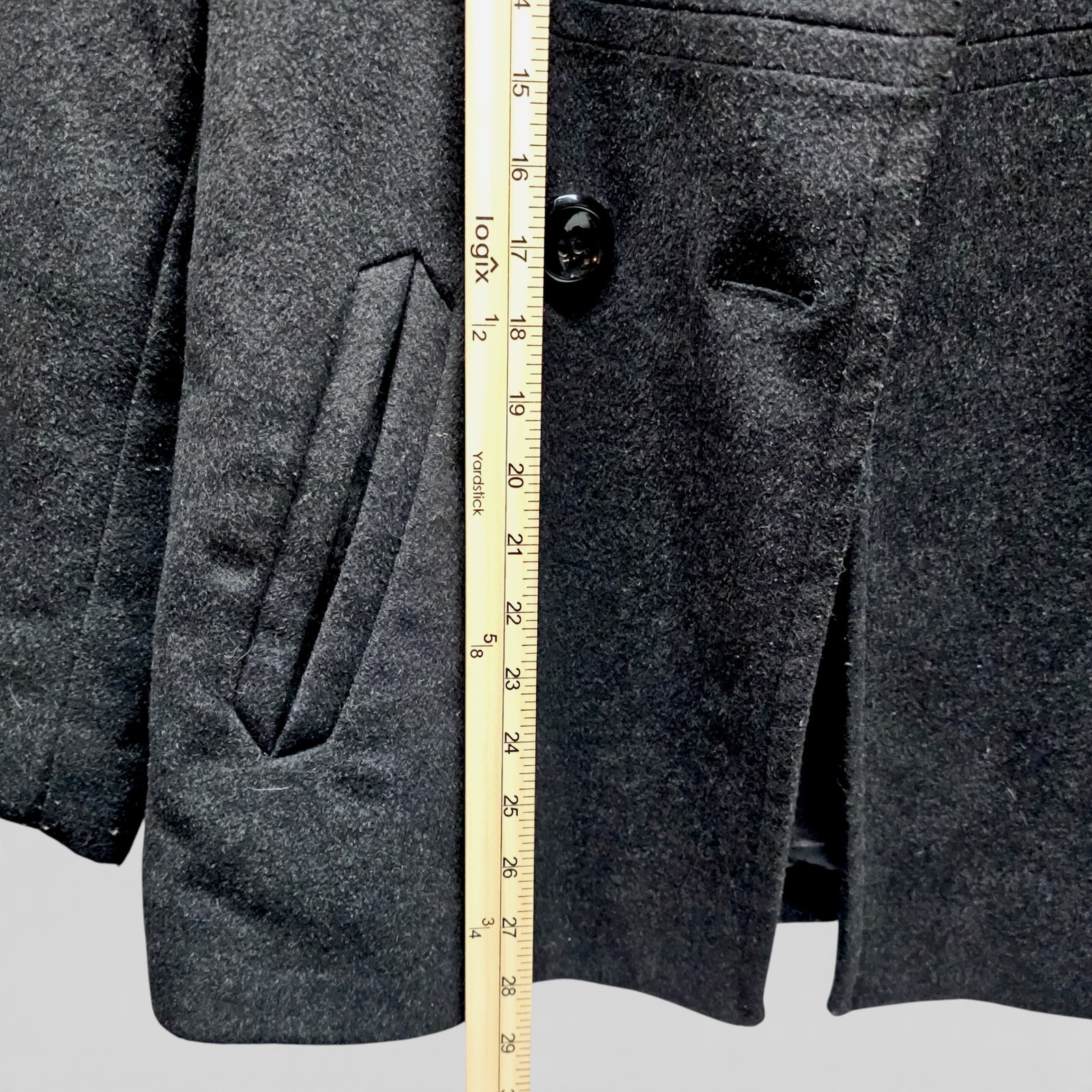 Anne Klein Coat Hooded pea coat Double-breasted hooded coat Charcoal gray M - Image 4