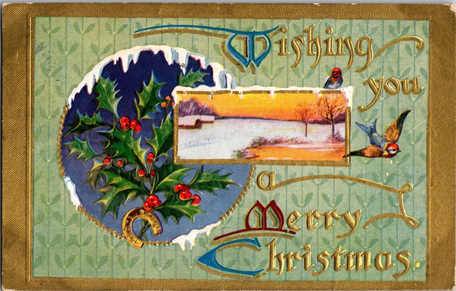 1913 Antique Christmas Postcard Handwritten Message Posted USA