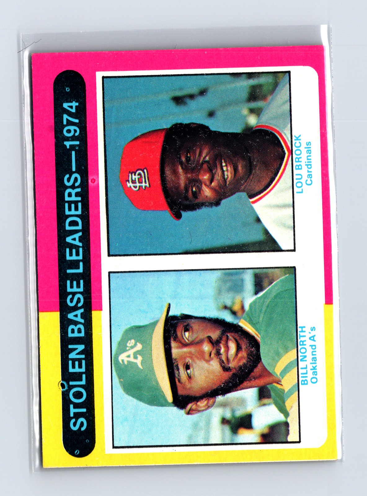 1975 Topps Baseball #309 Stolen Base Leaders '74 Lou Brock / Billy North