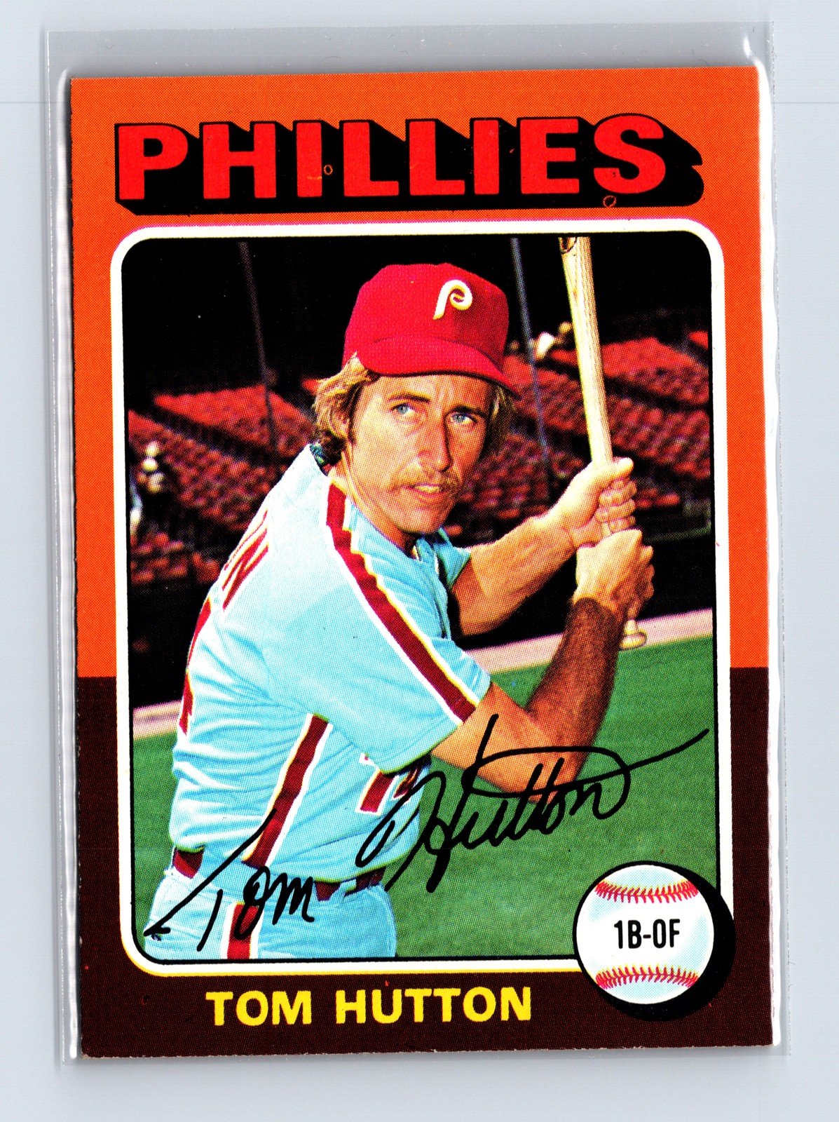 1975 Topps Baseball #477 Tom Hutton Philadelphia Phillies Raw Vintage Card