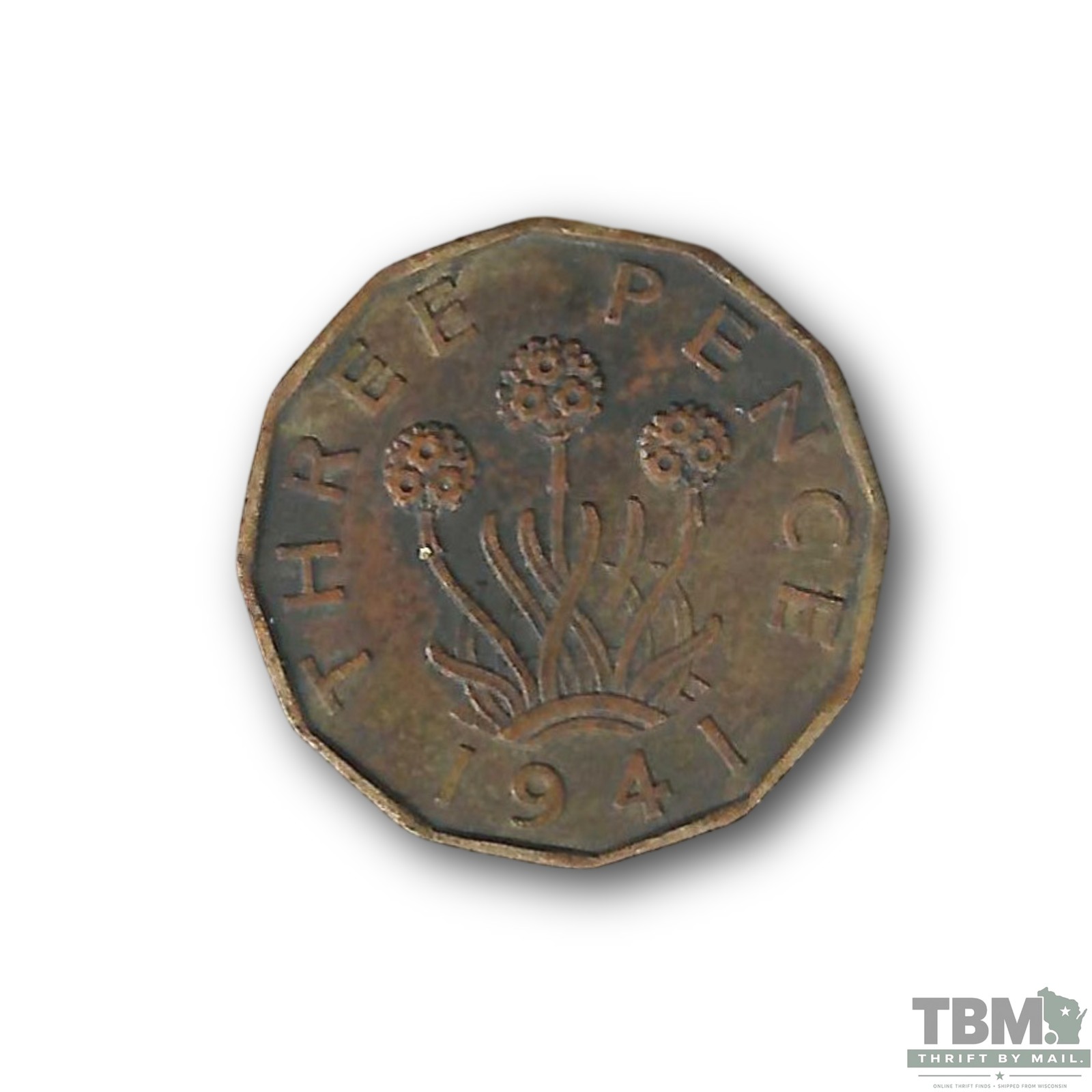 1941 United Kingdom Threepence Coin Very Fine - Image 2
