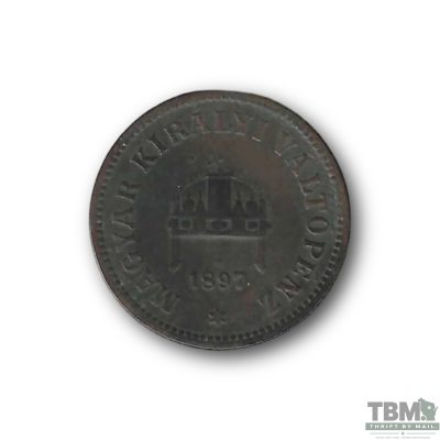 1897 Hungary 2 Filler Bronze Coin Fine