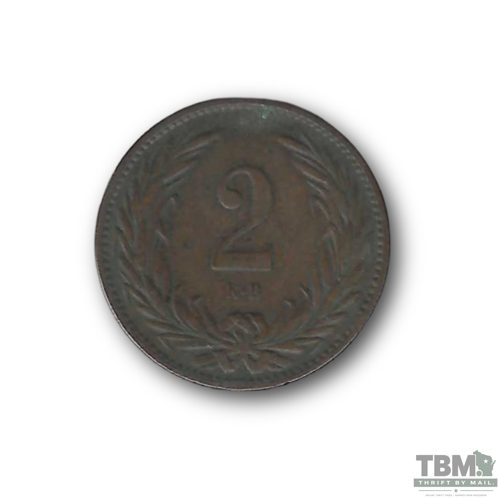 1897 Hungary 2 Filler Bronze Coin Fine - Image 2