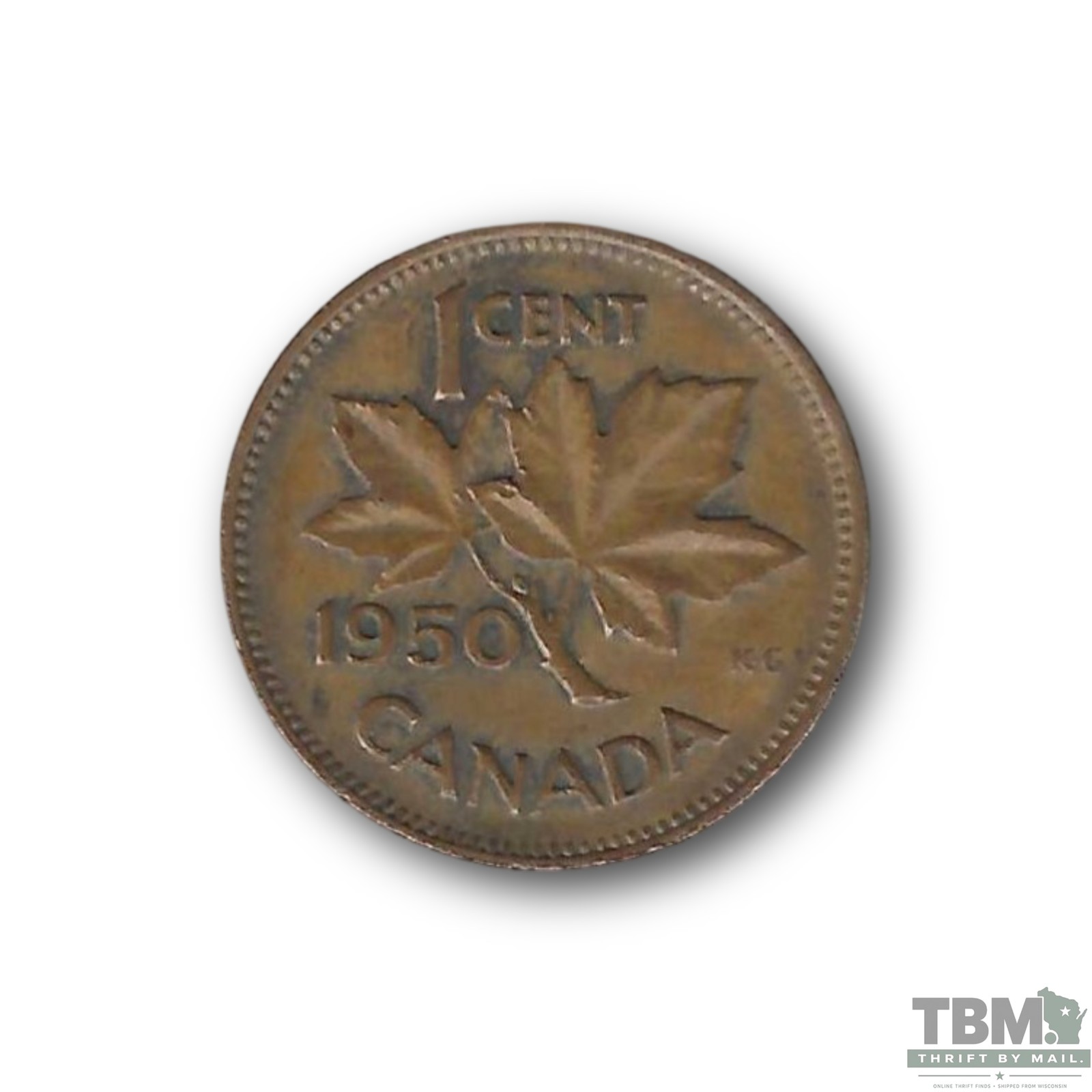 1950 Canada King George VI 1 Cent Bronze Circulated Very Fine - Image 2