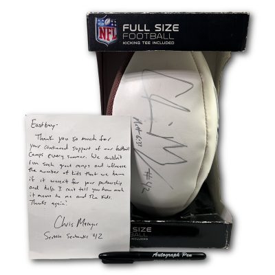 Chris Maragos Signed Seattle Seahawks Full Size NFL Football with Box and Letter