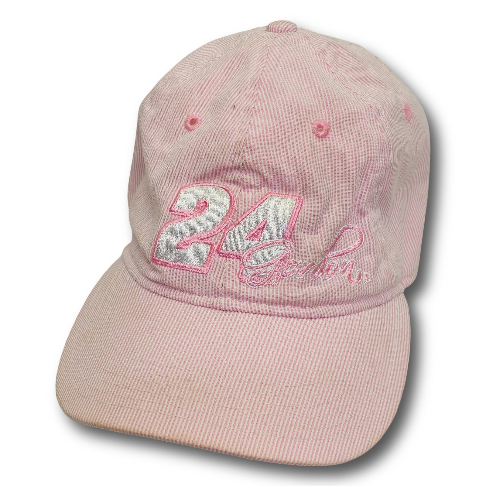 Vintage Chase Authentics Jeff Gordon #24 Pink Seersucker Strapback Cap OSFA - Image 2