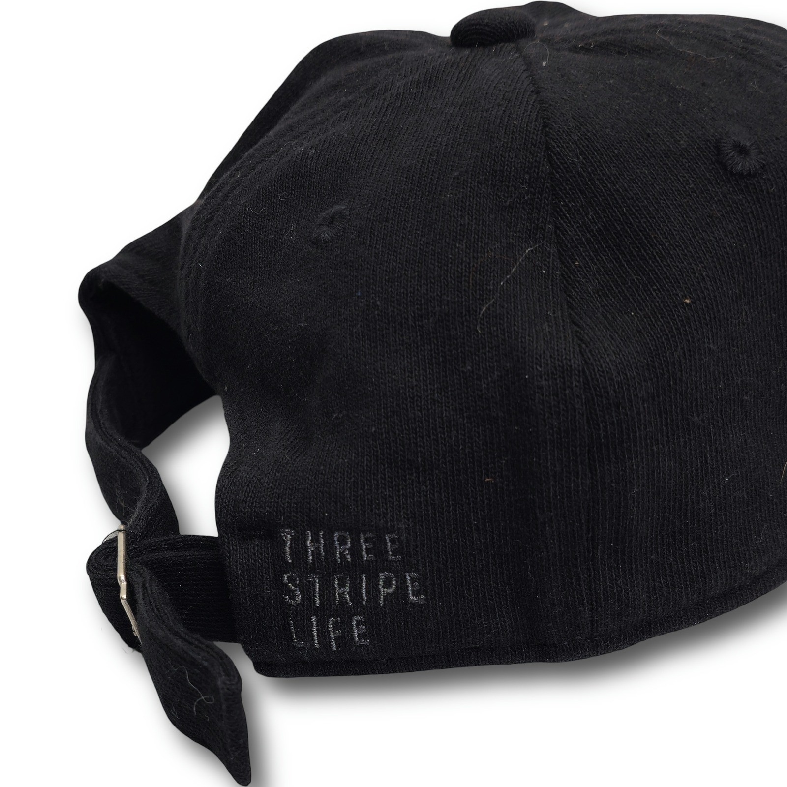Vintage Adidas Black Adjustable Dad Hat with Metallic Logo and Three Stripe Life Embroidery - Image 4