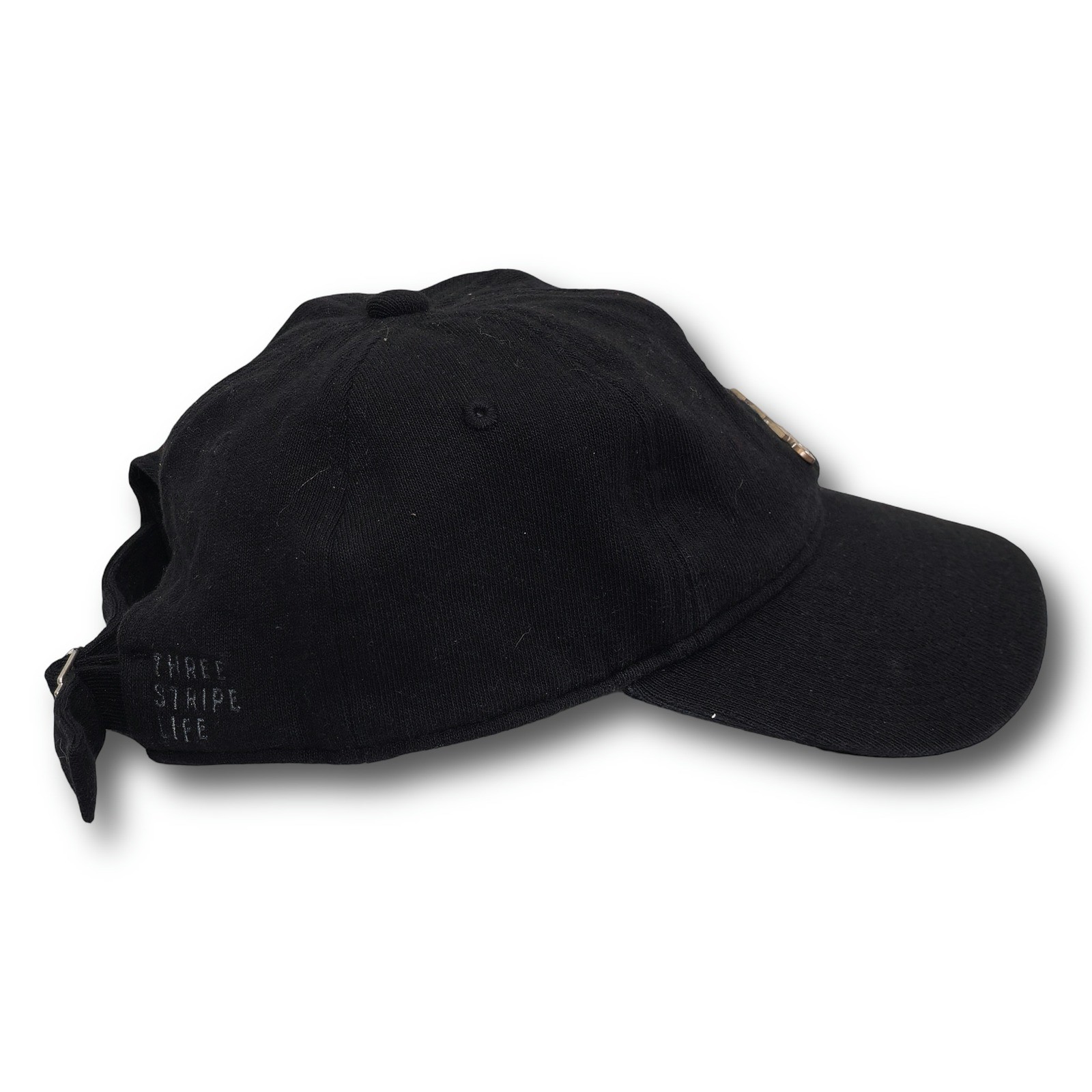 Vintage Adidas Black Adjustable Dad Hat with Metallic Logo and Three Stripe Life Embroidery - Image 5