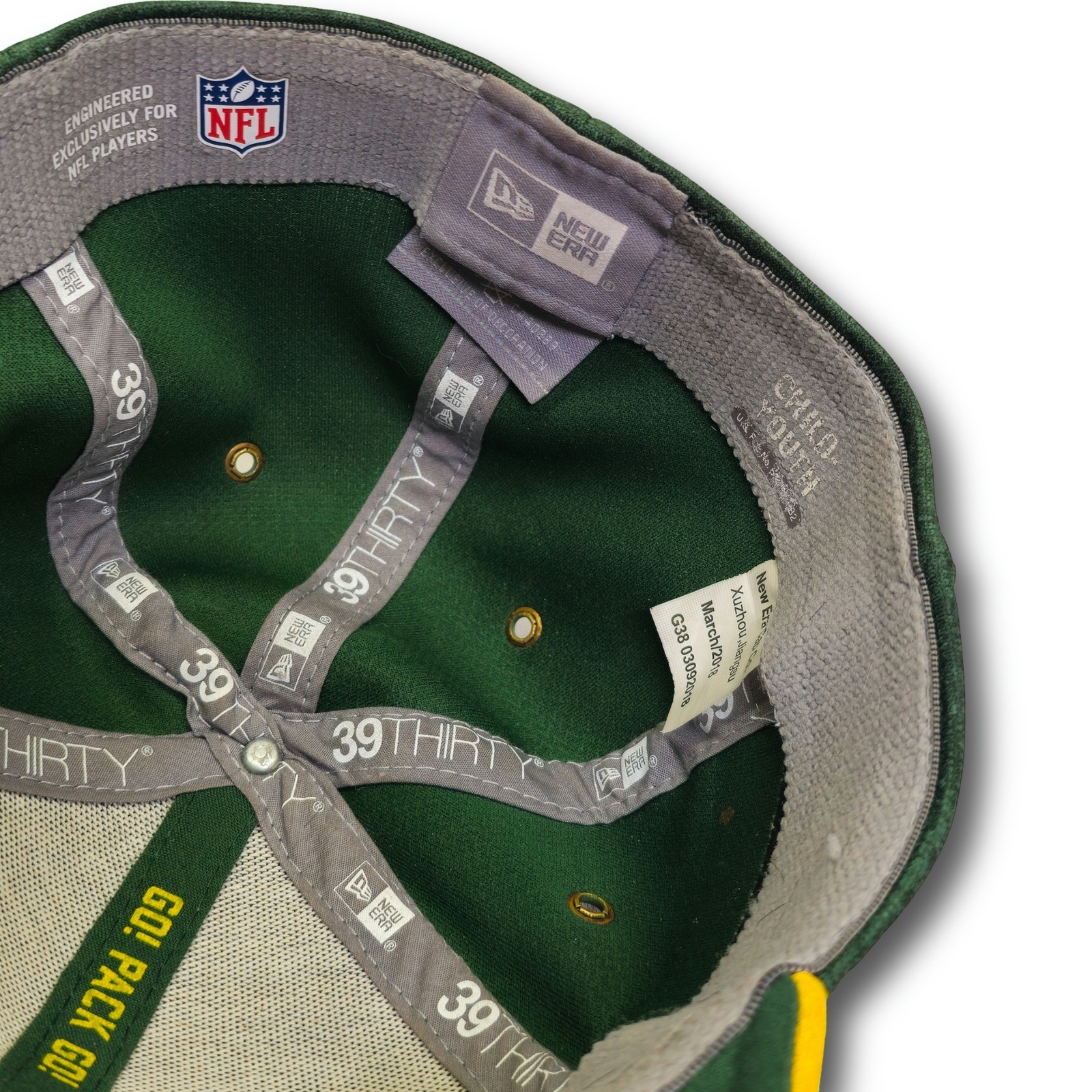 New Era Green Bay Packers 39THIRTY Youth Stretch Fit Hat Green Yellow NFL - Image 6