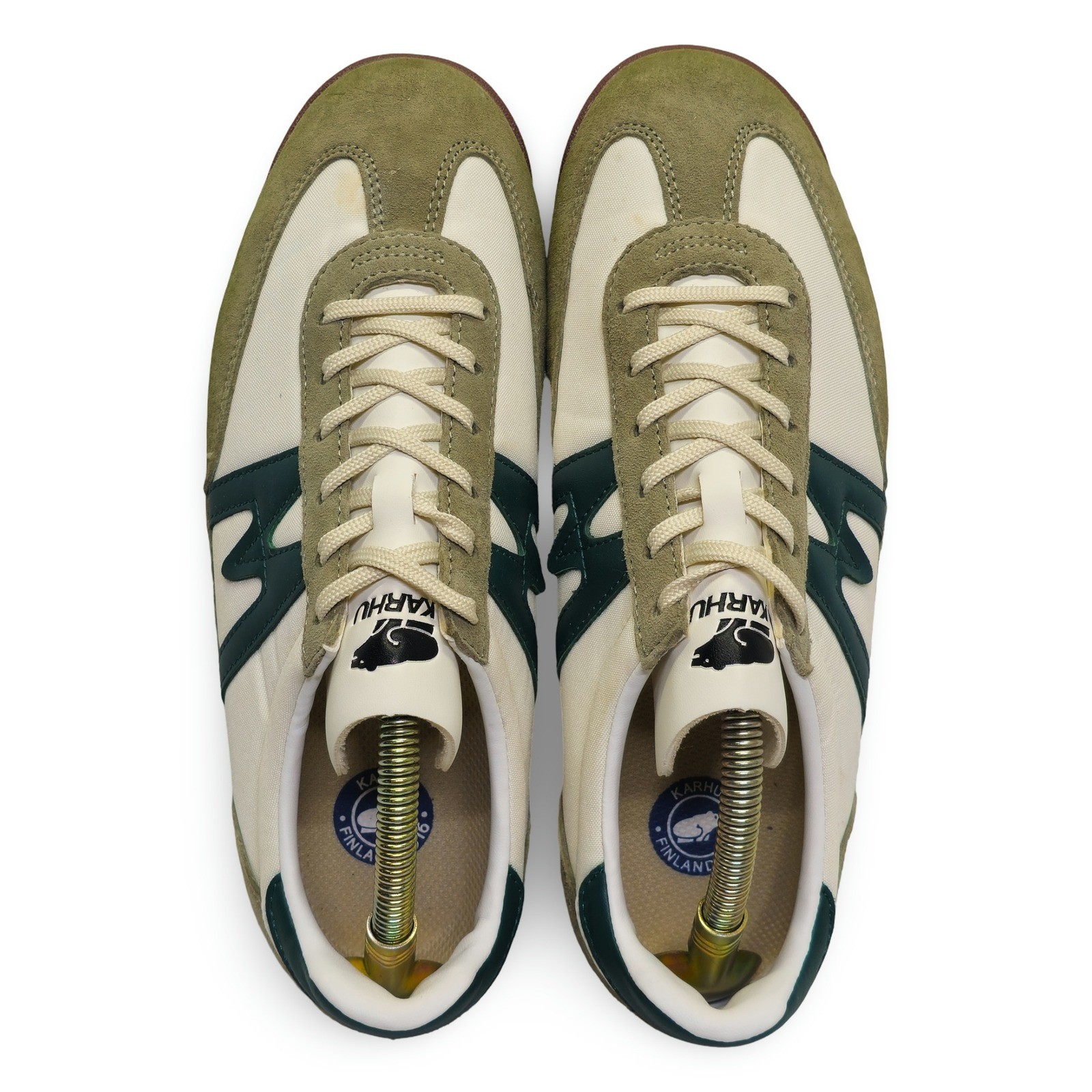 Vintage Karhu Mestari Unisex Athletic Sneakers Green Cream Size 6.5 - Image 4