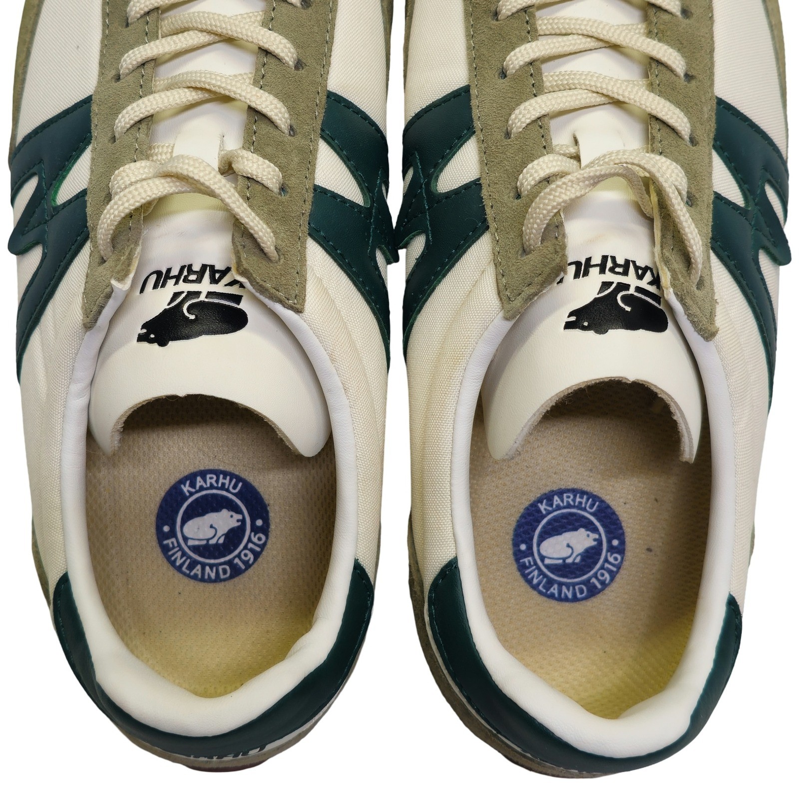Vintage Karhu Mestari Unisex Athletic Sneakers Green Cream Size 6.5 - Image 7