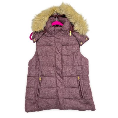 Banana Republic Women’s Medium Burgundy Faux Fur Hood Puffer Vest