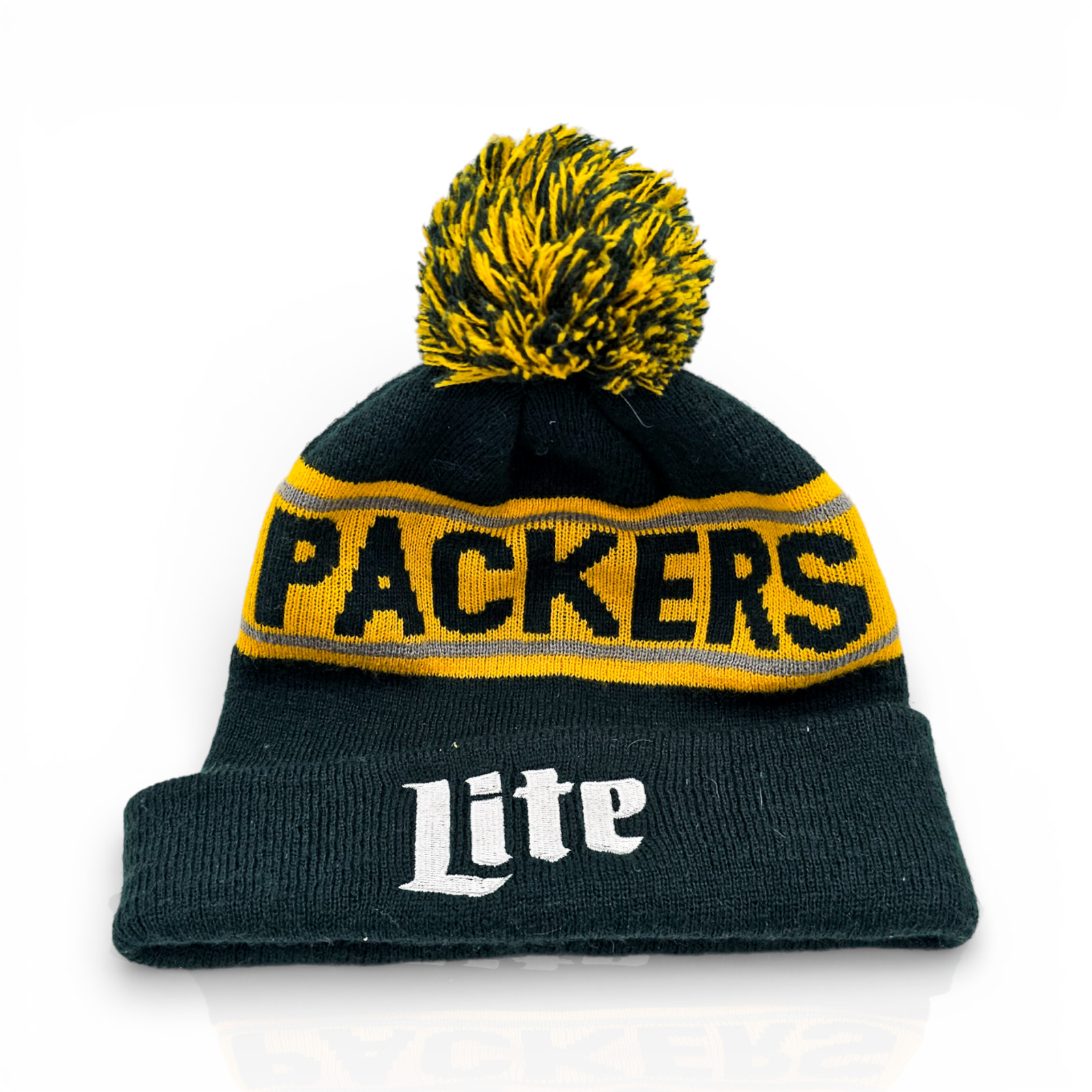 Vintage Green Bay Packers Miller Lite Knit Pom Beanie NFL Hat