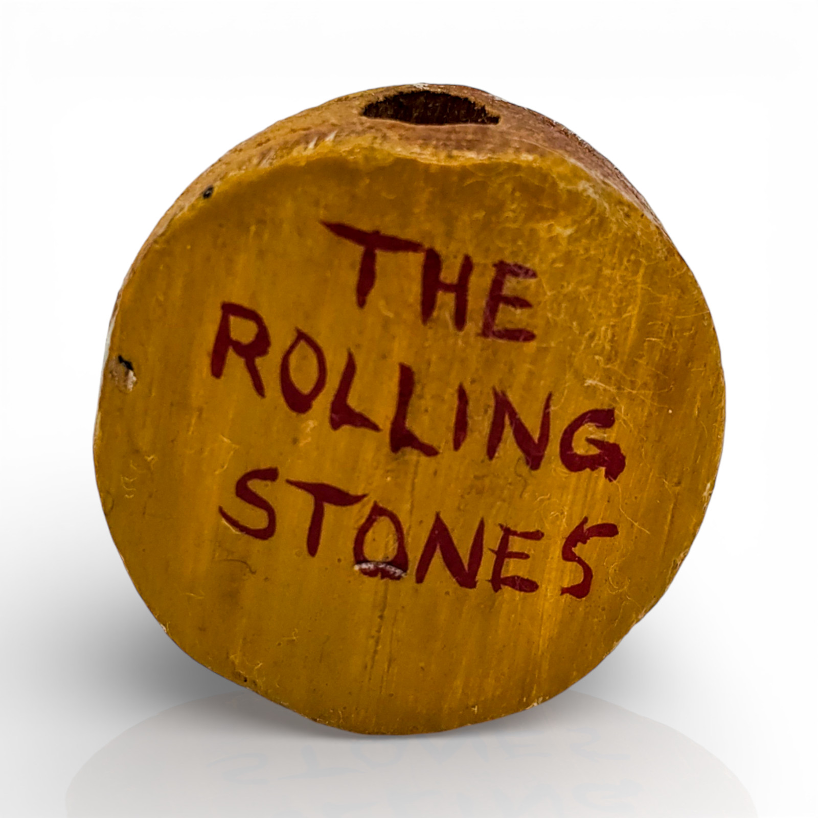 Vintage 70s Hand-Painted Rolling Stones Wood Smoke Stone from Japan - Image 2