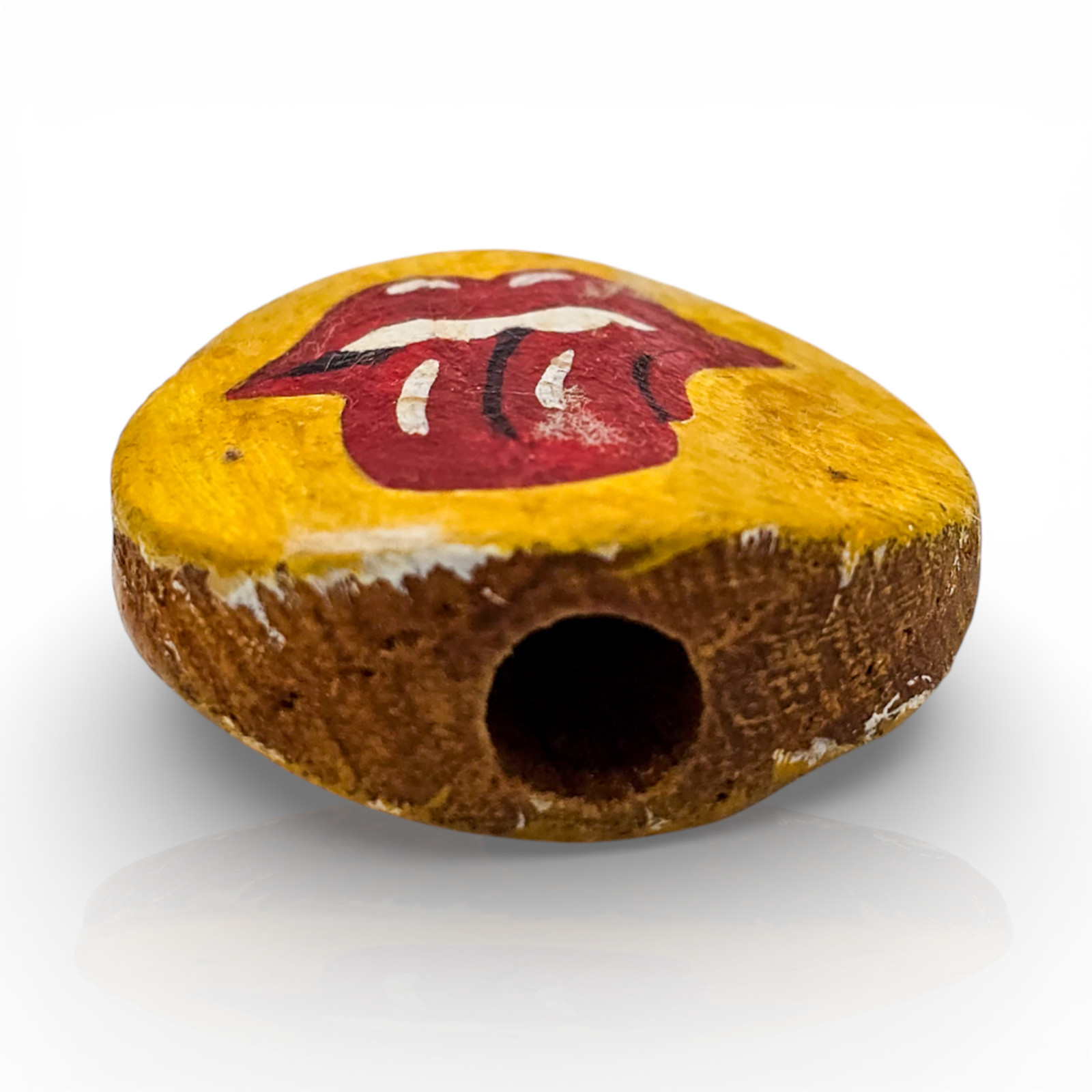Vintage 70s Hand-Painted Rolling Stones Wood Smoke Stone from Japan - Image 3
