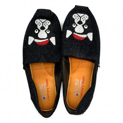Skechers BOBS French Bulldog Christmas Slip-On Flats Womens 9.5 Black