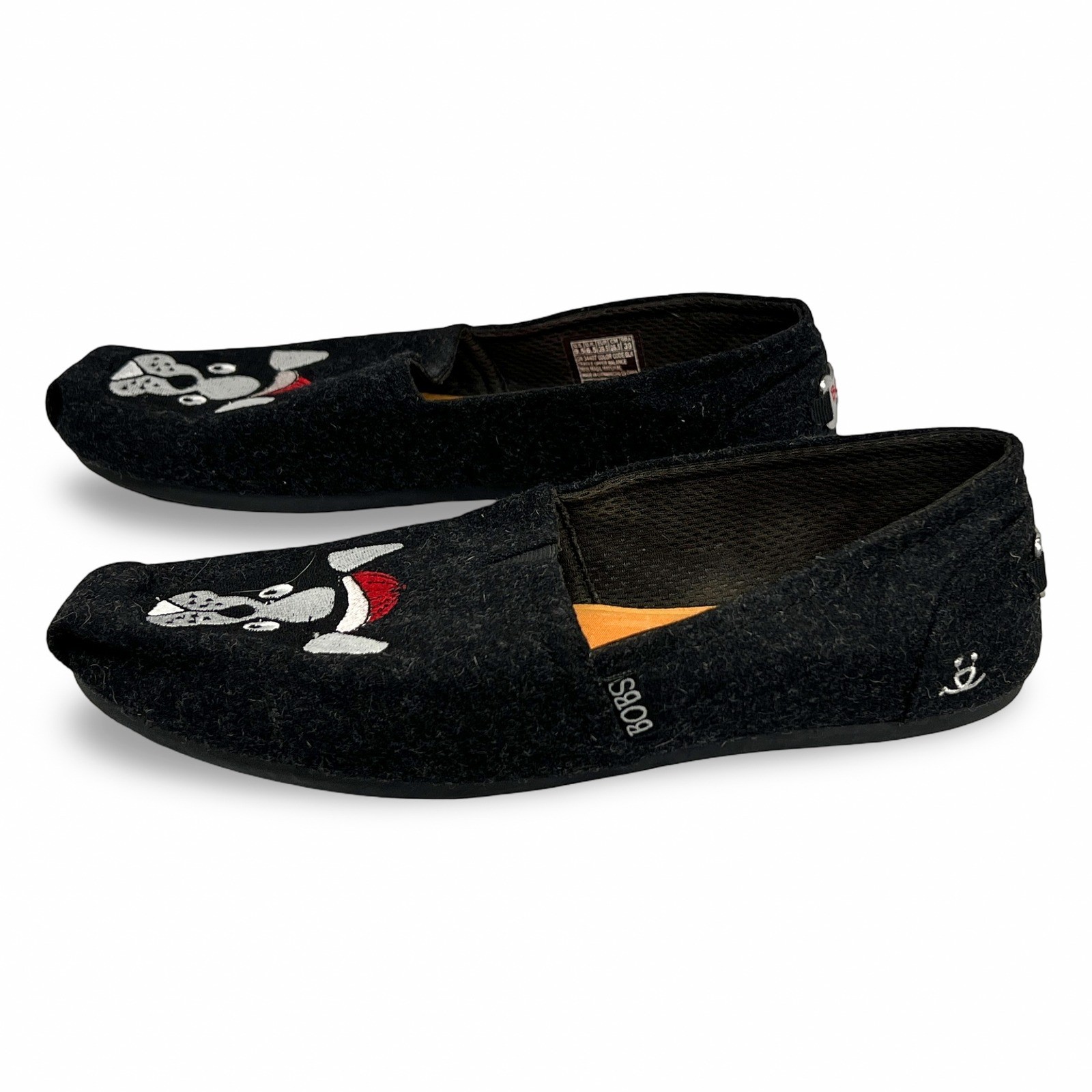Skechers BOBS French Bulldog Christmas Slip-On Flats Womens 9.5 Black - Image 3