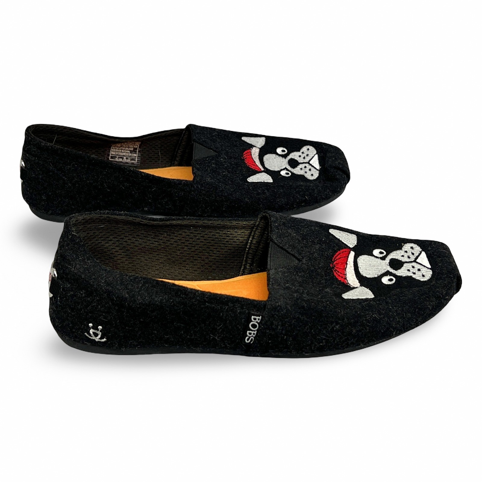 Skechers BOBS French Bulldog Christmas Slip-On Flats Womens 9.5 Black - Image 5