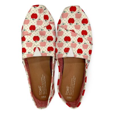TOMS Alpargata Apple Print Slip-On Shoes Women’s 9.5 Cream Red