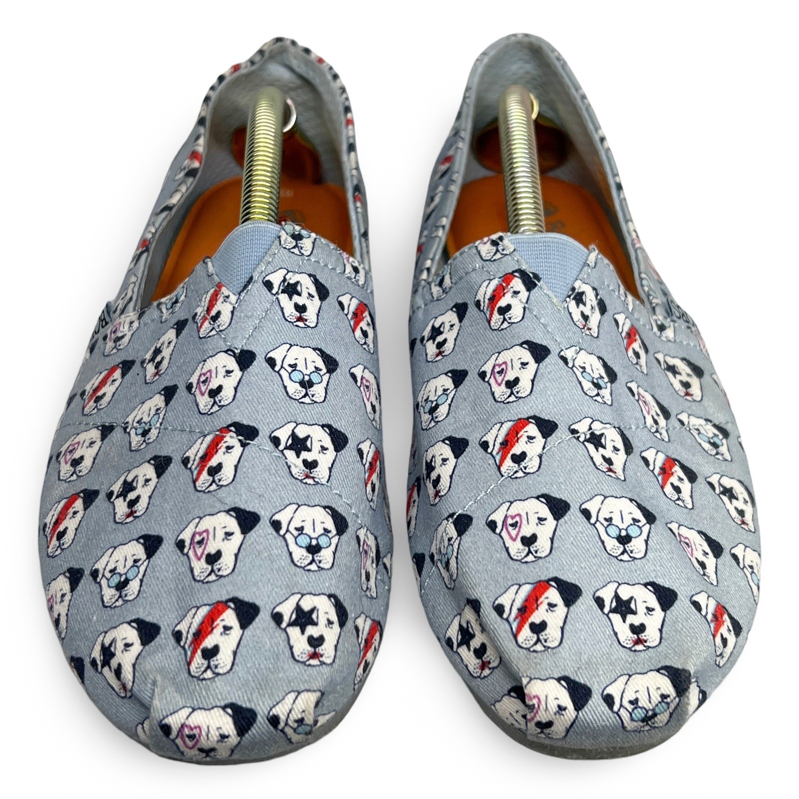 Skechers BOBS Plush Rocker Dog Print Slip-On Flats Women's 9.5 Blue - Image 2