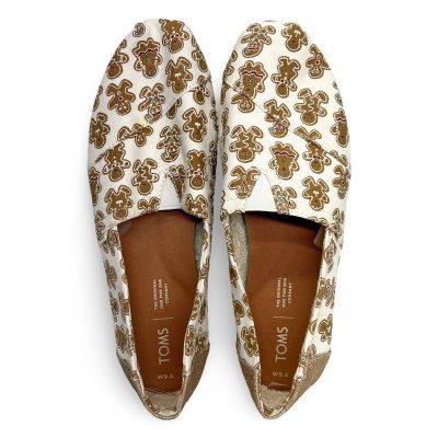 TOMS Gingerbread Man Alpargata Women’s Size 9.5 Cream Holiday Slip-On Shoes